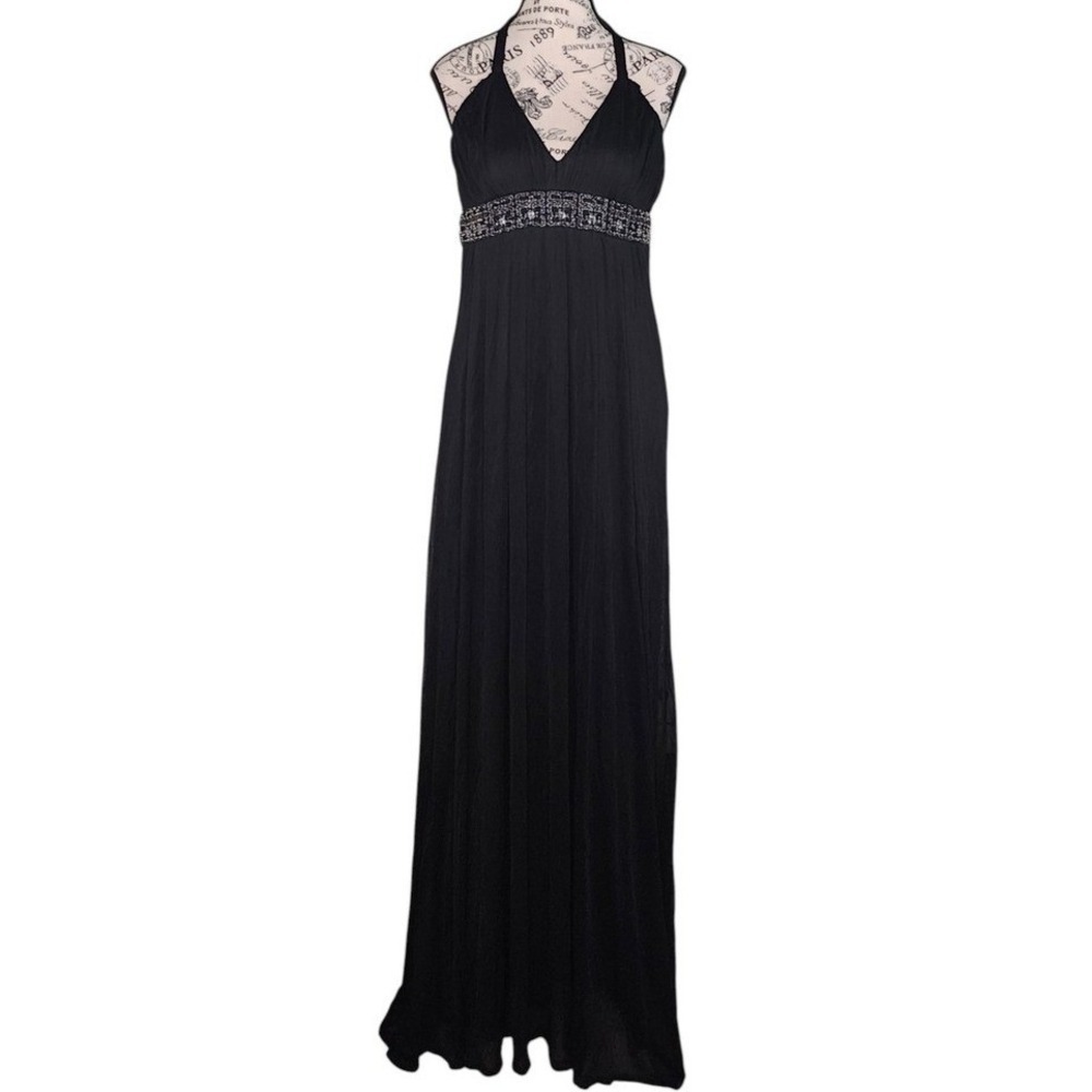 City Triangles Black Halter Maxi Dress | Size XL | Formal Evening Dress